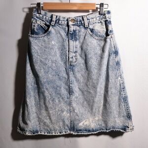 VTG Essentials Sport Acid Wash Denim Skirt Retro Rock Jean Skirt Sz 10 USA‎ Made